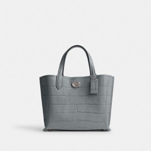 Coach Willow Tote Bag 24 シルバー グレー 青 カラー | COH865079