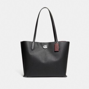 Coach Willow Tote Bag シルバー 黒 | COH865066