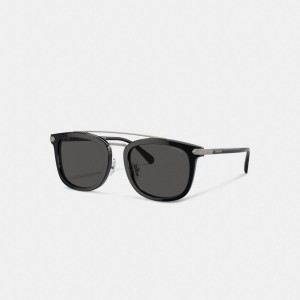 Coach Wrap Around Hangtag Browbar Sunglasses 黒 | COH867058