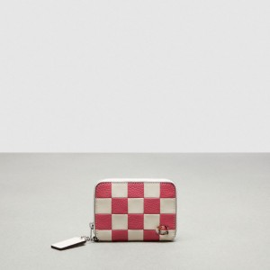 Coach Zip Around Wallet In Checkerboard Upcrafted Leather ピンク | COH865601