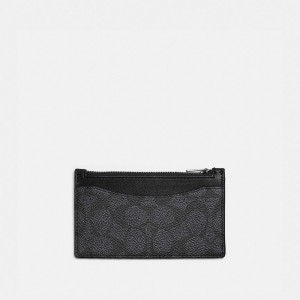 Coach Zip Card Case In Signature Canvas グレー | COH866776